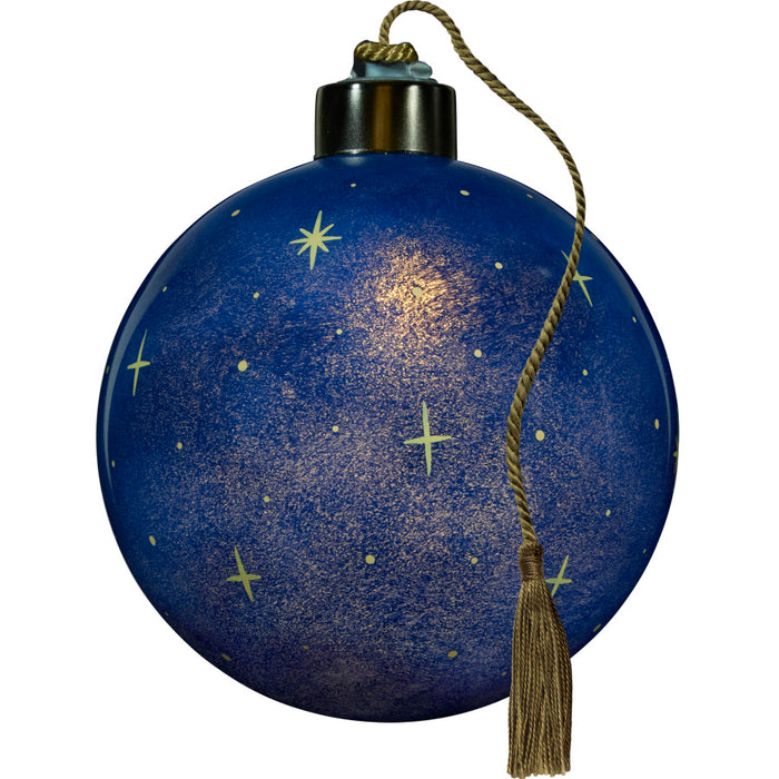 O Holy Night Holy Family Stained Glass Light Up Hand-Painted Blown Glass Ornament