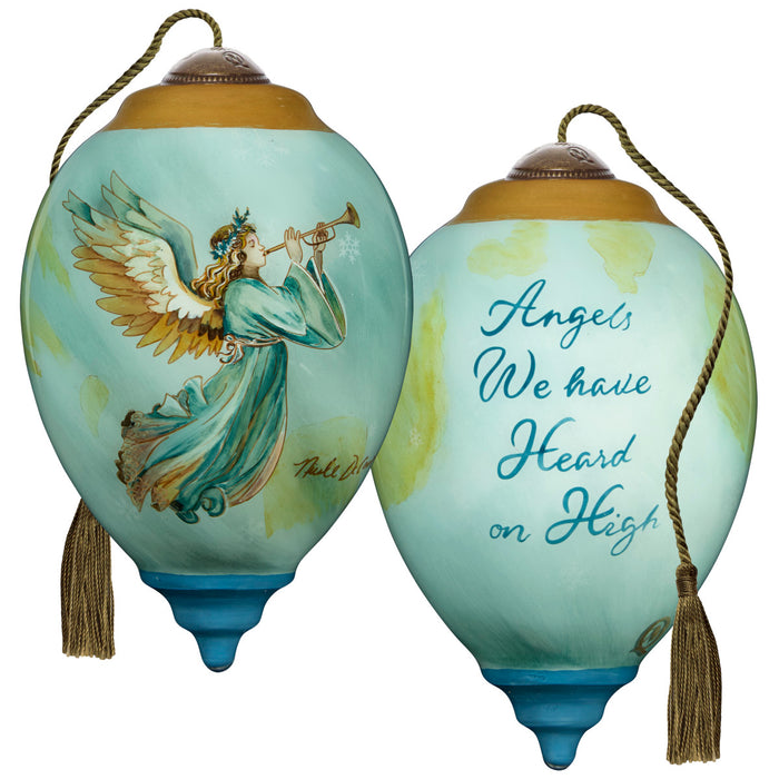  Angels We Have Heard On High Nicole DeCamp Hand-Painted Blown Glass Ornament