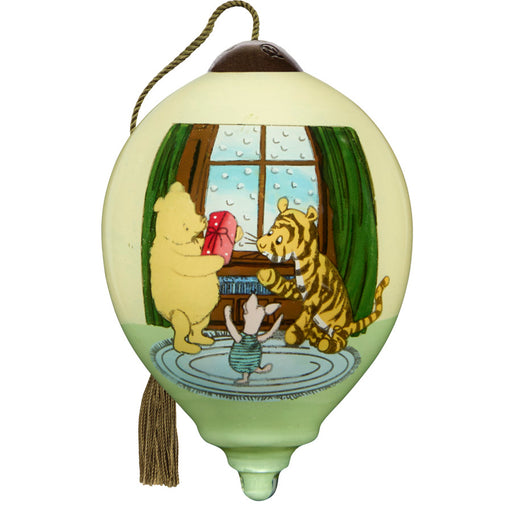 Classic Pooh A Gift From The Heart Pooh Piglet Tigger Hand-Painted Blown Glass Ornament
