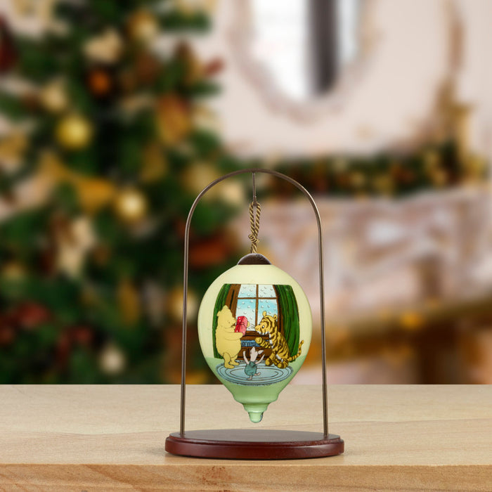 Classic Pooh A Gift From The Heart Pooh Piglet Tigger Hand-Painted Blown Glass Ornament