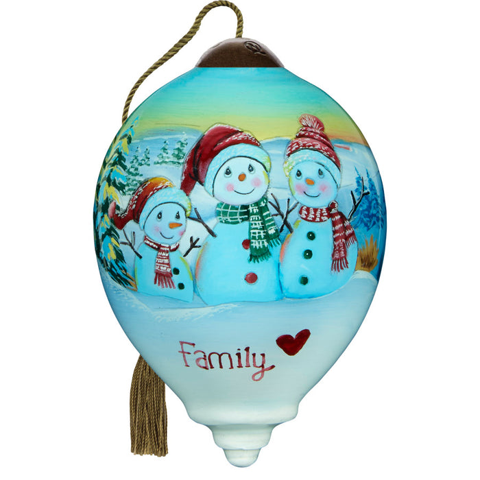 Family Is The Heart Of Christmas Hand-Painted Blown Glass Ornament