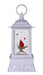 Cardinal Branch Glitter White Lantern