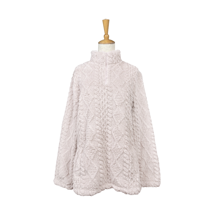 Light IVORY textured sweater on a mannequin against a white background