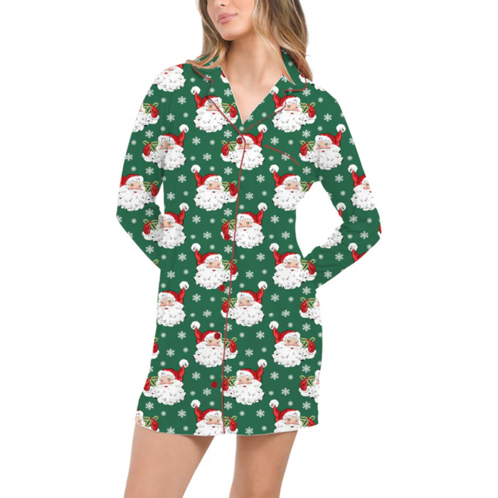 Evergreen Vintage Santa Long Sleeve Sleep Dress