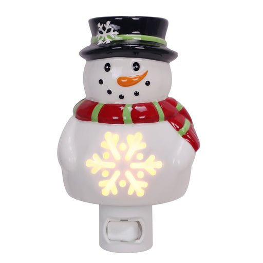 Ceramic Snowflake Snowman Holiday Night Light