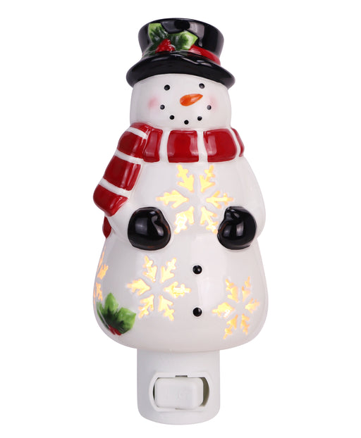 Ceramic Holly Snowman Holiday Night Light
