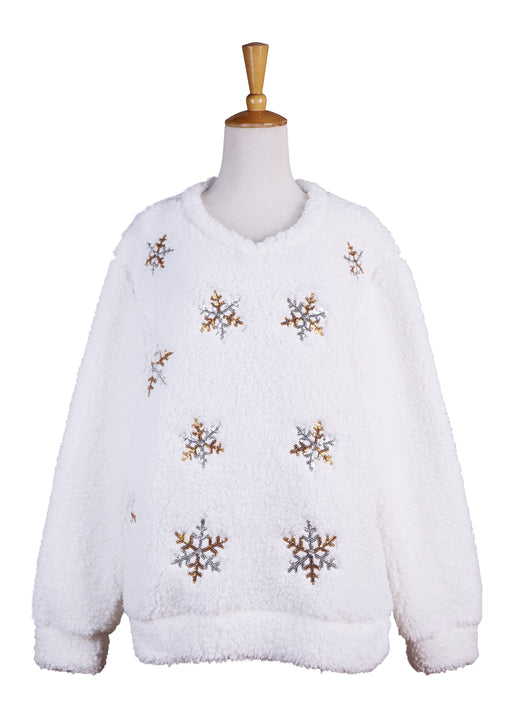 Snowflake Sequin Sherpa Pullover