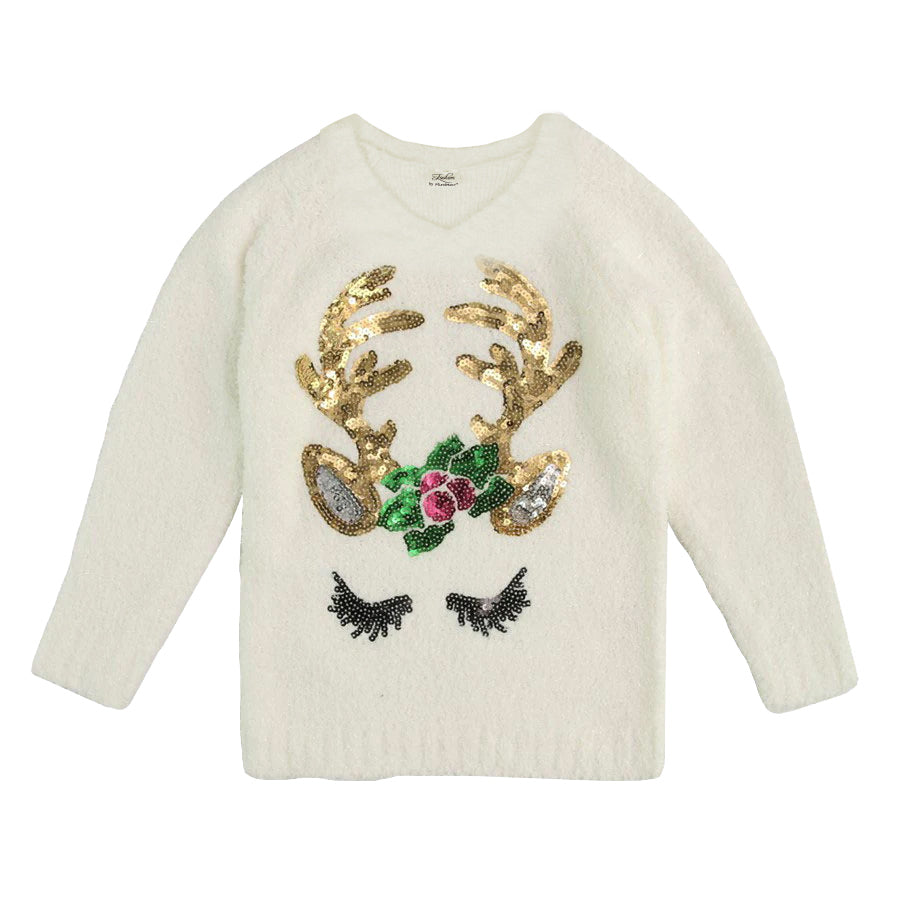 Sequin reindeer cheap sweater