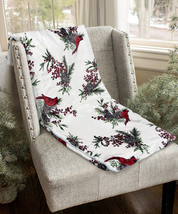 Velvety Fleece and Sherpa Cardinal Blanket