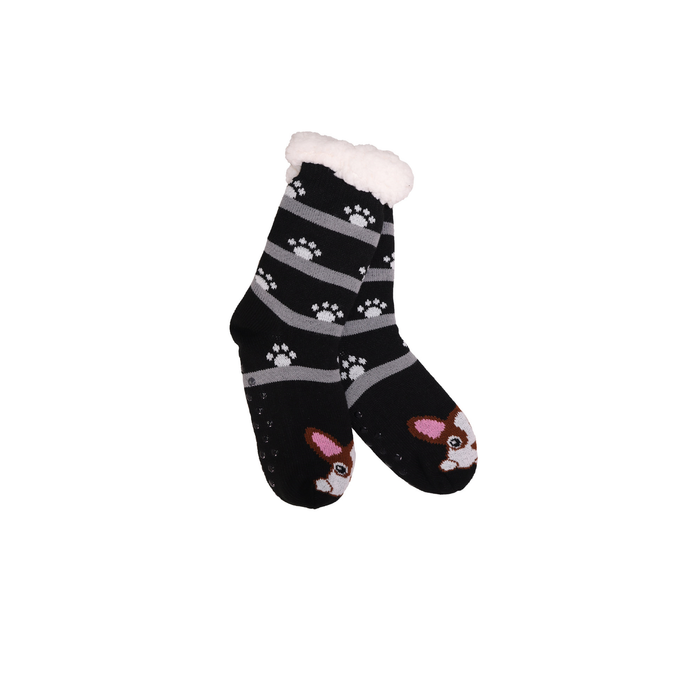 Paw Print Paradise Thermal Slipper Socks paw print dog face