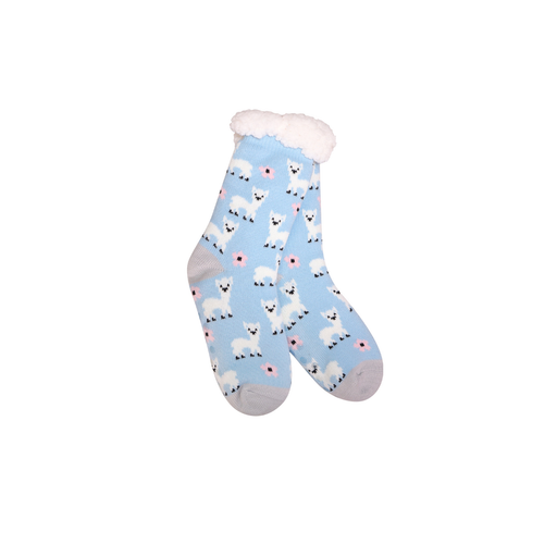 Paw Print Paradise Thermal Slipper Socks blue llama