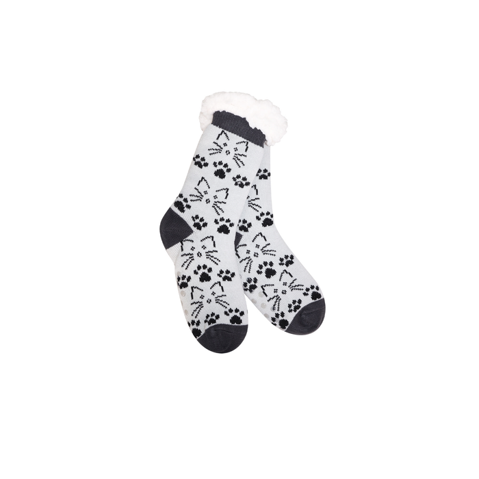 Paw Print Paradise Thermal Slipper Socks cat faces