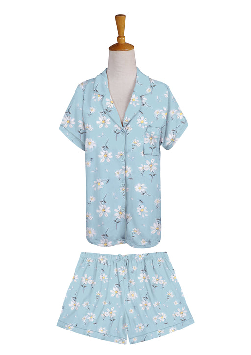 Blue Daisy Short Pajama Set