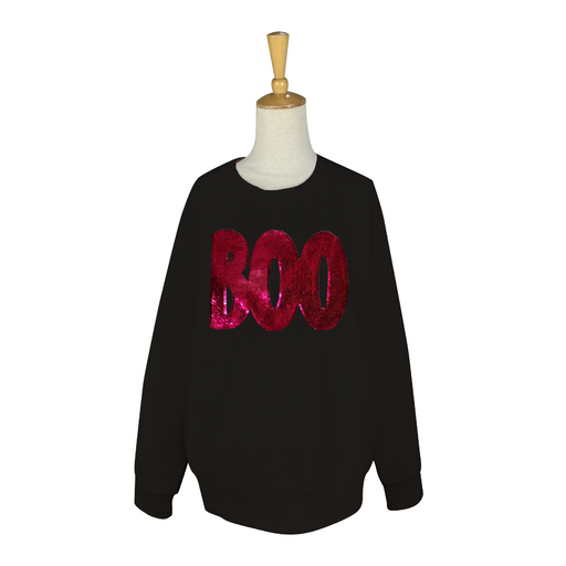Black BOO Sequin Letter Sweatshirt