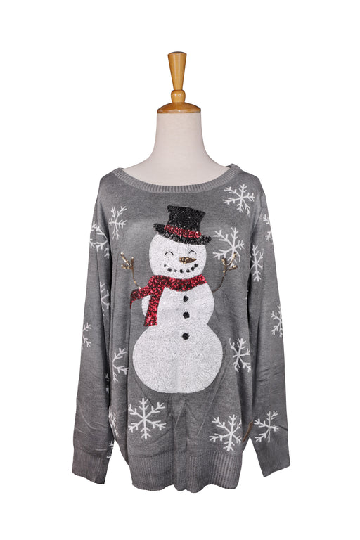 Festive Snowman Sequin Sweater