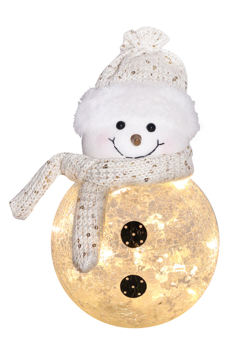 LED Glass Ivory and Gold Snowman knit hat