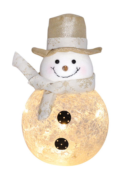 LED Glass Ivory and Gold Snowman top hat