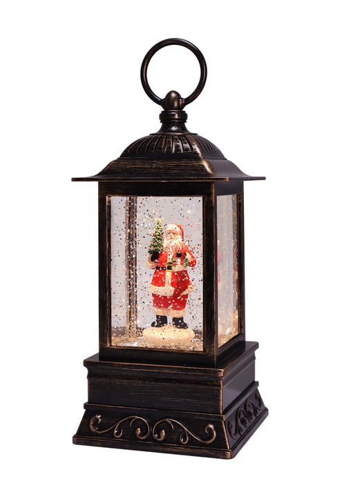 Santa with Stocking Glitter Lantern