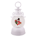 Snowman Songbird LED Round Glitter Lantern with Handle white