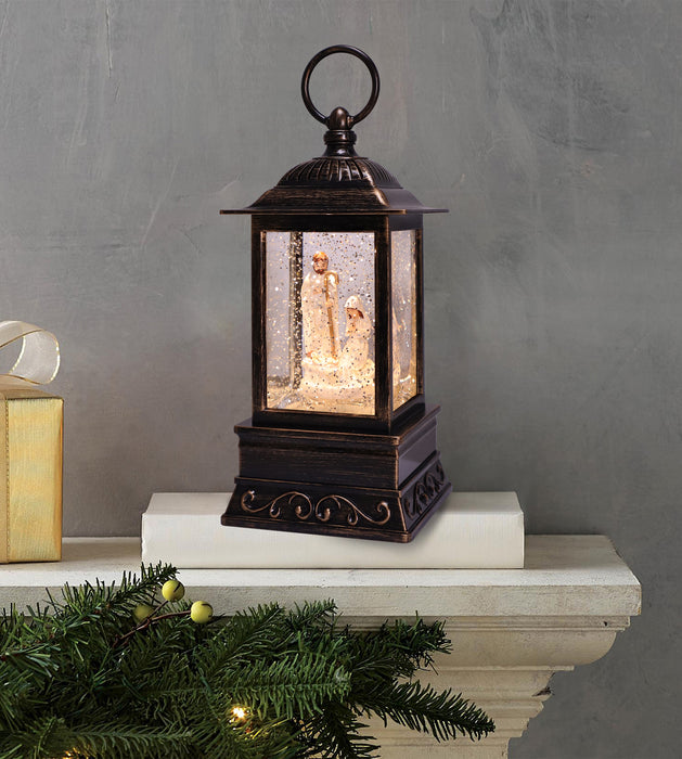 Ivory Nativity Glitter Lantern