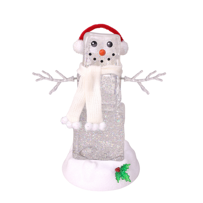 Festive Ice Cube Glitter Snowman with Ear Muffs