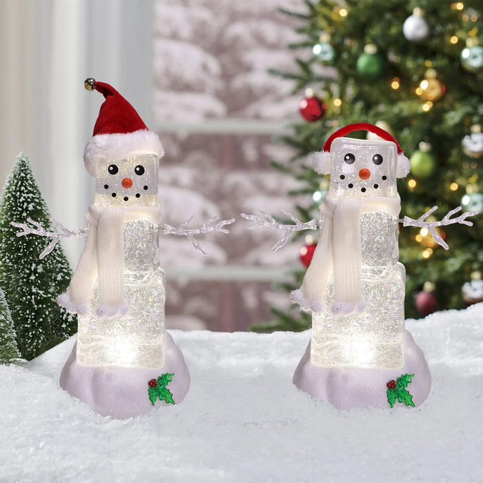 Festive Ice Cube Glitter Snowman with Ear Muffs