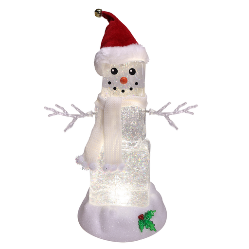 Festive Ice Cube Glitter Snowman with Santa Hat