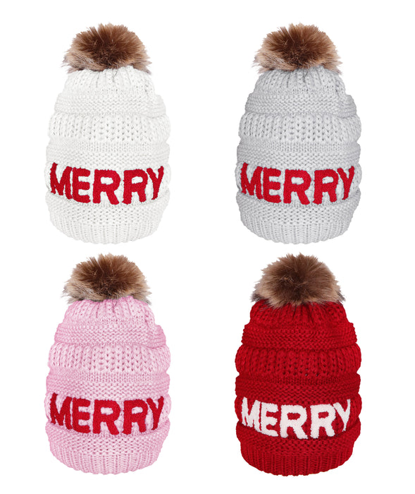 Candy Lane Merry Chenille Letter Beanie Hat