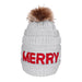 Candy Lane Merry Chenille Letter Beanie Hat gray