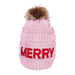 Candy Lane Merry Chenille Letter Beanie Hat pink