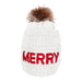 Candy Lane Merry Chenille Letter Beanie Hat white