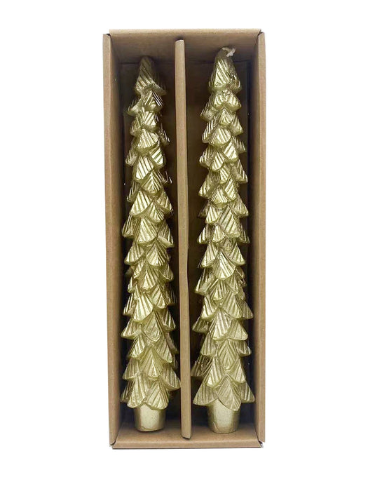 Tree Taper Candle Set - Gold