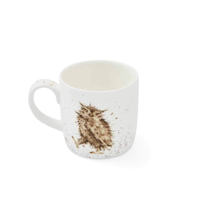 White mug with a hedgehog design on a white background