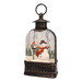 Decorative lantern with snowmen and a snowy landscape inside on a white background