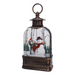 Decorative lantern with a snowman and winter scene inside on a white background