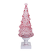 Pink glass Christmas tree ornament on a white background
