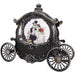 An ornate decorative carriage-shaped object with a black and silver body, featuring a circular window showing a skeleton bride and groom illustration, isolated on a white background.