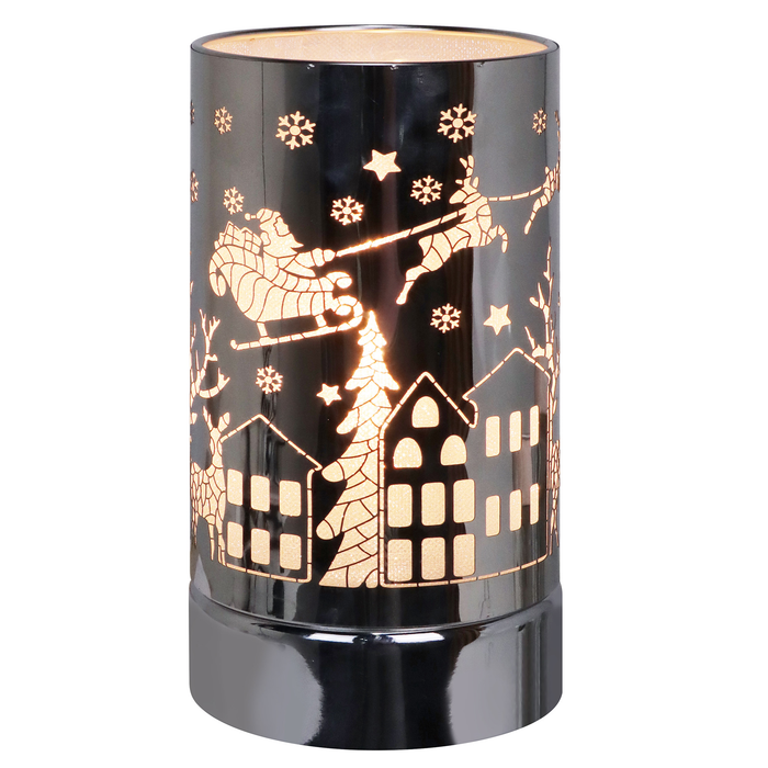 Santa Over City Silver Holiday Touch Lamp Air Freshener