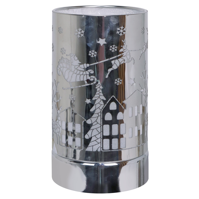 Santa Over City Silver Holiday Touch Lamp Air Freshener