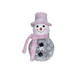 Decorative snowman figurine with pink hat and scarf on a white background