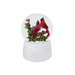 Snow globe with red cardinals on a white background