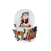 Christmas-themed snow globe with Santa Claus, reindeer, and sleigh on a white background