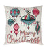 Decorative pillow with Christmas ornaments and 'Merry Christmas' text on a white background