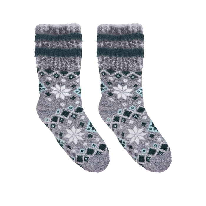 Alpine Cabin Cloud Soft Sock – Gray Fair Isle