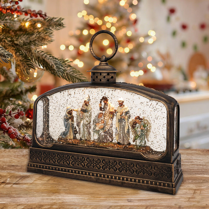 Starry Night Nativity Glitter Lantern