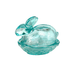 Turquoise glass rabbit-shaped container on a white background