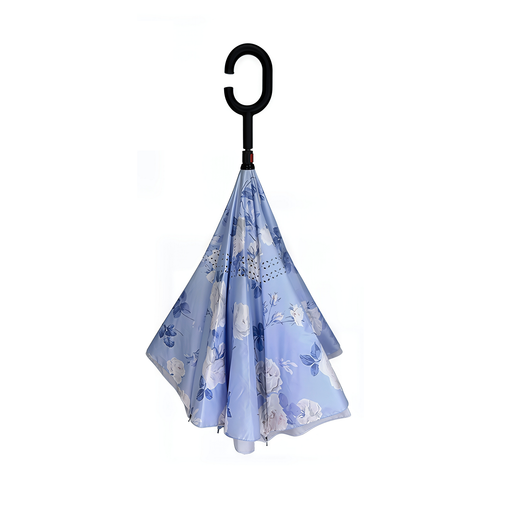 Floral-patterned umbrella with a unique handle