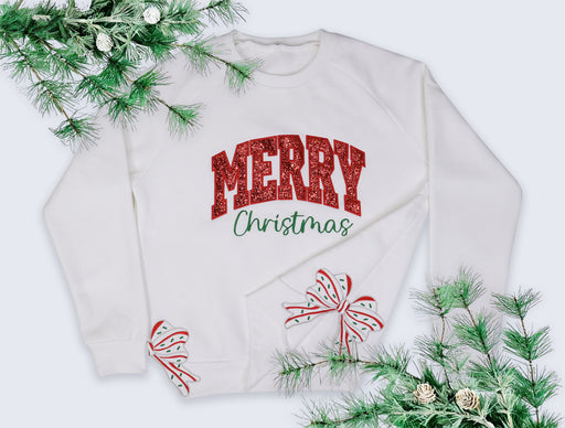 Merry Christmas Glitter Letter Sweatshirt