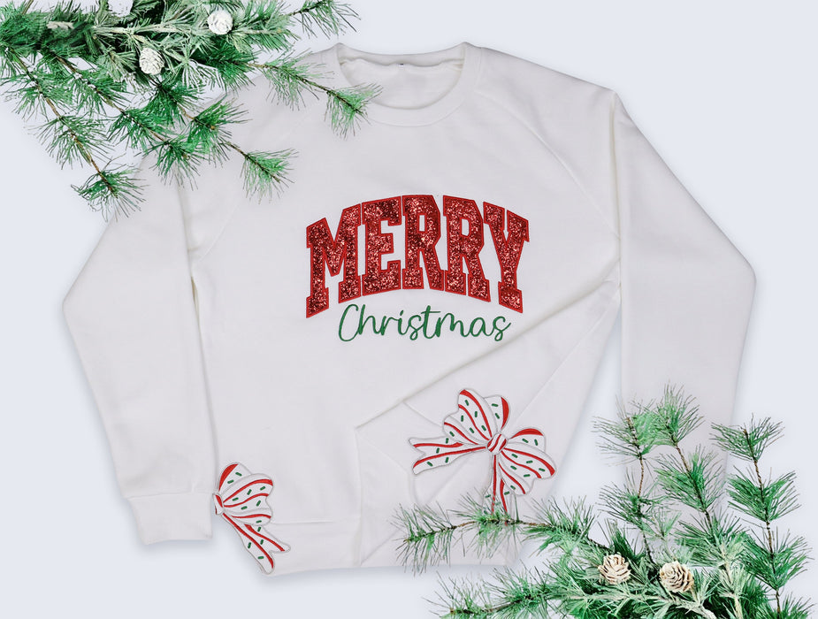 Merry Christmas Glitter Letter Sweatshirt