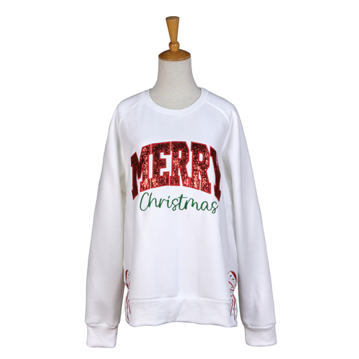 Merry Christmas Glitter Letter Sweatshirt